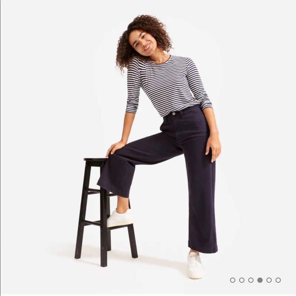 Everlane Wide Leg Crop Pant, Navy, Size 2